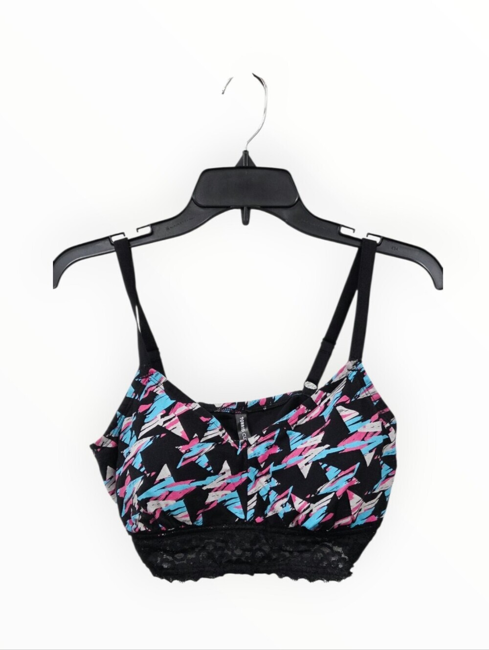 Torrid Curve 0 Black Geo star Print Bralette bra with Lace Trim